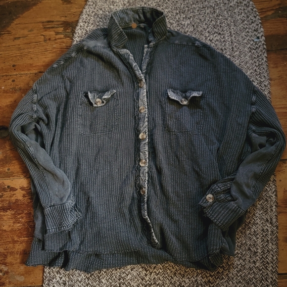 Free People FP ONE Scout Thermal Top Shirt Jacket Shacket CHARCOAL sz XL - Picture 12 of 16